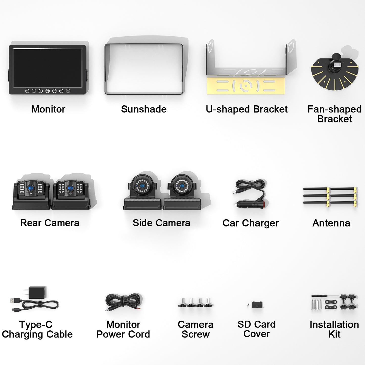 Fookoo HD 1080P 9" Magnetic Wireless Backup Camera,9" IPS Monitor, Rechargeable 2 Side View 2 Rear View Cameras, 1-Min Easy Install, Long Battery Life No Drilling IR Light for RV Truck Trailer DCX904