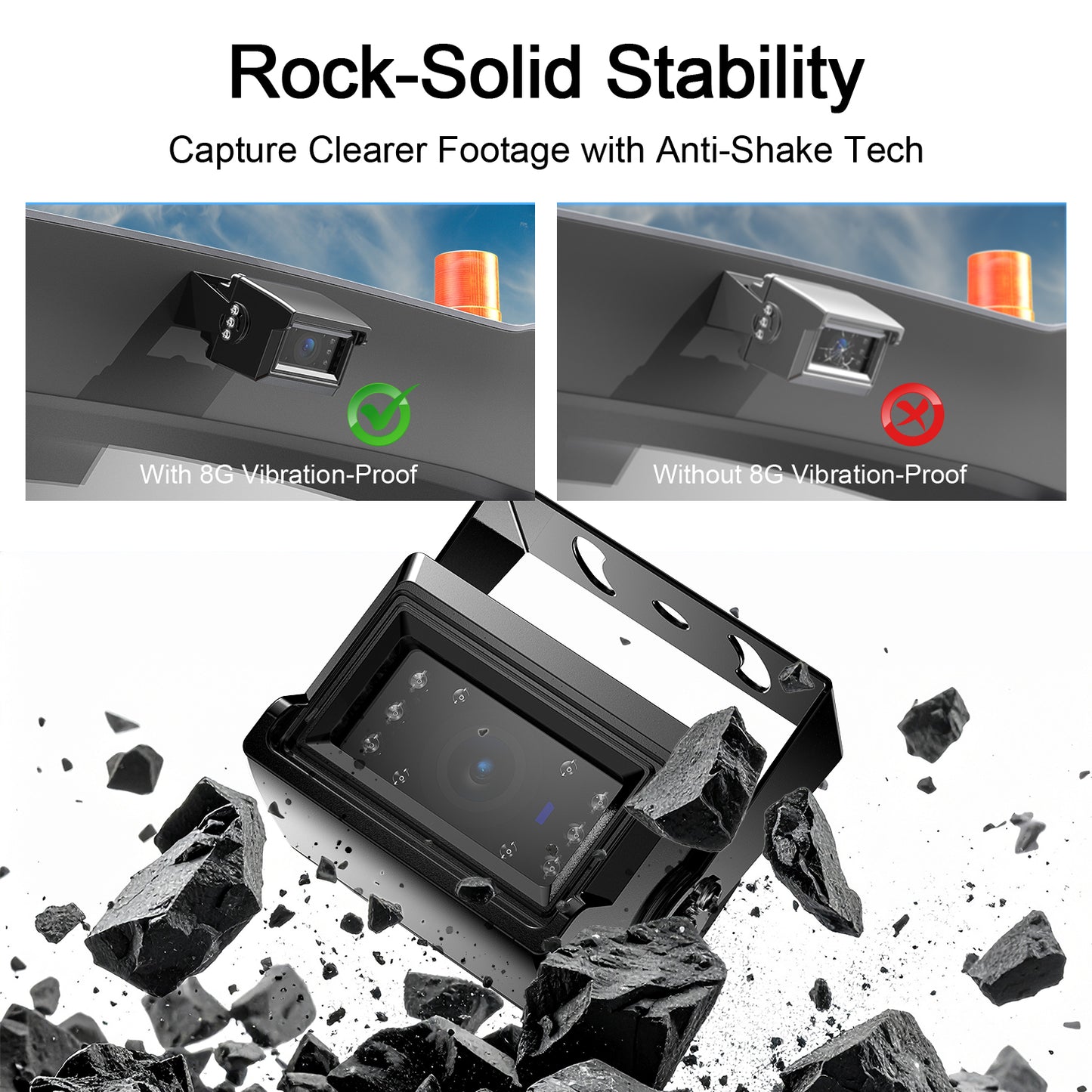 Fookoo 7" HD 1080P Wired Backup Camera System, IP69 Waterproof Vibration-Proof Rear View Camera IR Night Vision Dual Split Screen for Tractor/Excavator/Truck/Skid Steer/Harvester/Caravan (DY701)