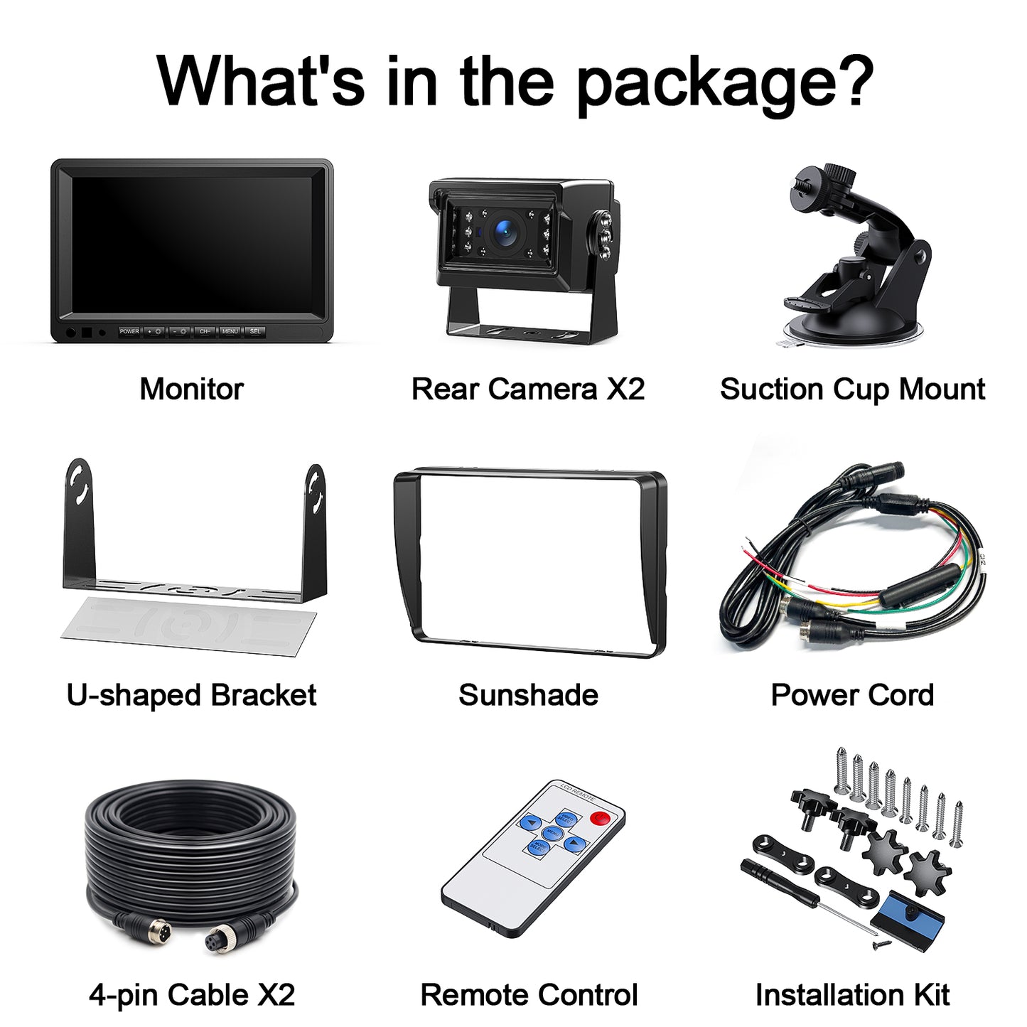 Fookoo 7" AHD 1080P Wired Backup Dual Camera System, Waterproof Vibration-Proof Rear View Cameras IR Night Vision for Tractor/Excavator/Harvester/Bulldozer/Crop Sprayer/Agricultural Equipment - DY702