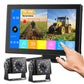 Fookoo AHD 1080P Dual Wired Backup Camera System, 10.1" Touchscreen Monitor Blind Spot Detection Vibration-Proof 10G Cameras MP3 MP5 Waterproof for Tractor Trailer Excavator Skid Steer Harvester RV