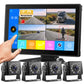 Fookoo AHD 1080P Wired 4 Backup Camera System, 10.1" Touchscreen Monitor Blind Spot Detection Vibration-Proof 10G Cameras for Tractor Trailer Excavator Skid Steer Harvester RV DVR MP3 MP5 Waterproof