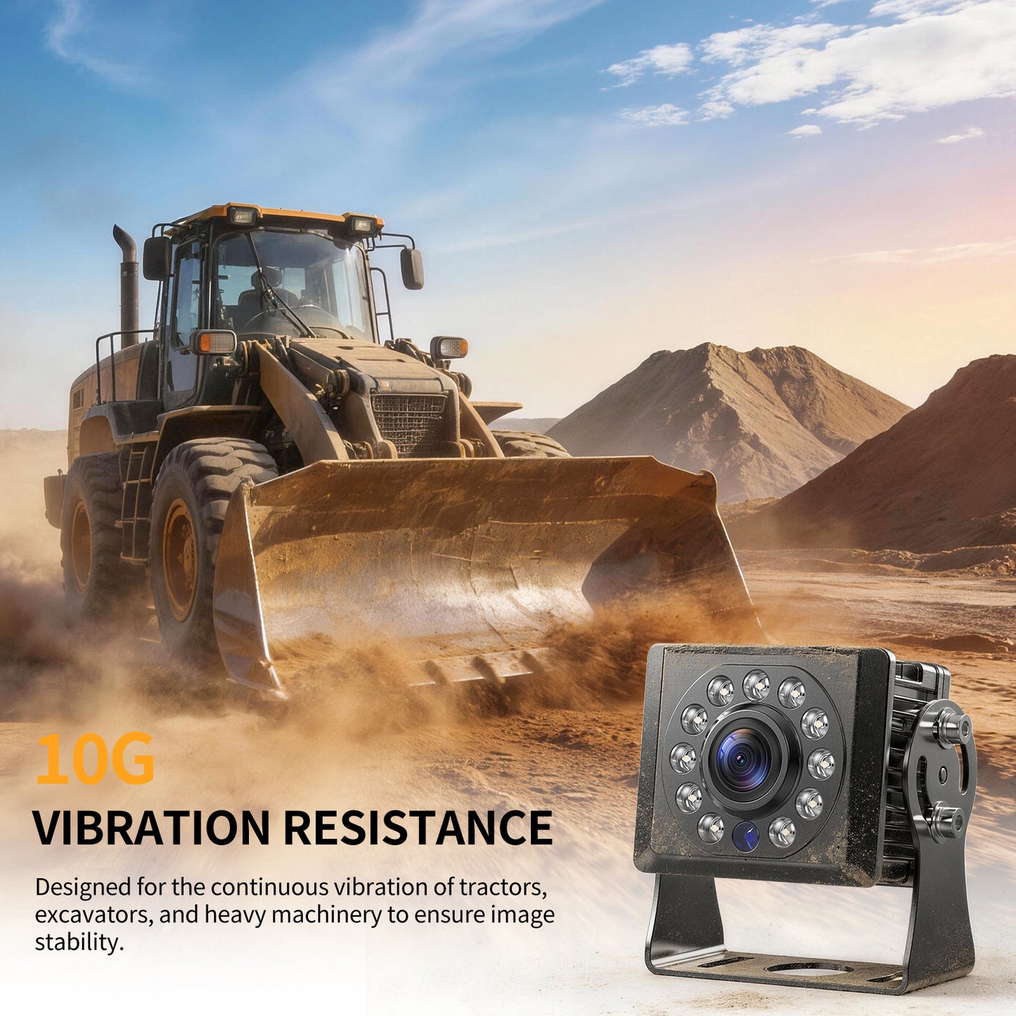 Fookoo 1080P AHD Wired Backup Camera System, 7" Touchscreen Monitor Blind Spot Detection 10G Vibration-Proof Rear Camera for Tractor Truck Excavator Caravan Skid Steer Harvester MP3 MP5 Waterproof DVR