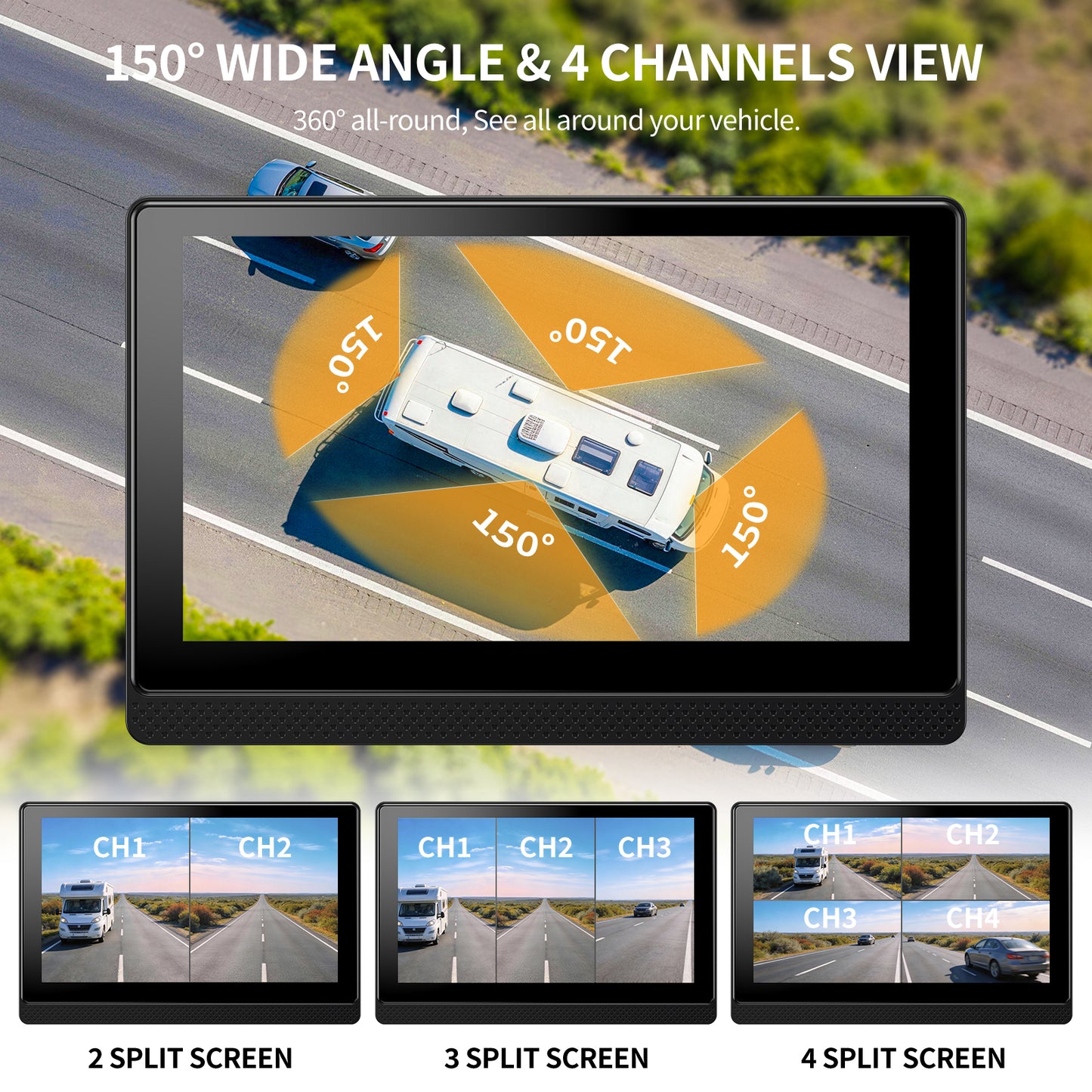Fookoo 1080P AHD Wired Backup Camera System, 7" Touchscreen Monitor Blind Spot Detection 10G Vibration-Proof Rear Camera for Tractor Truck Excavator Caravan Skid Steer Harvester MP3 MP5 Waterproof DVR