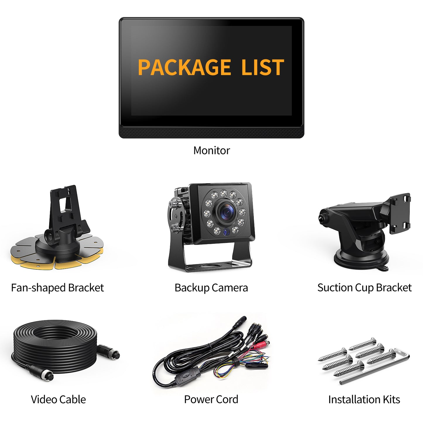 Fookoo 1080P AHD Wired Backup Camera System, 7" Touchscreen Monitor Blind Spot Detection 10G Vibration-Proof Rear Camera for Tractor Truck Excavator Caravan Skid Steer Harvester MP3 MP5 Waterproof DVR