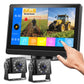 Fookoo AHD 1080P Dual Wired Backup Camera System, 7" Touchscreen Monitor Blind Spot Detection Vibration-Proof 10G Camera for Tractor Truck Excavator Skid Steer Harvester RV MP3 MP5 Waterproof