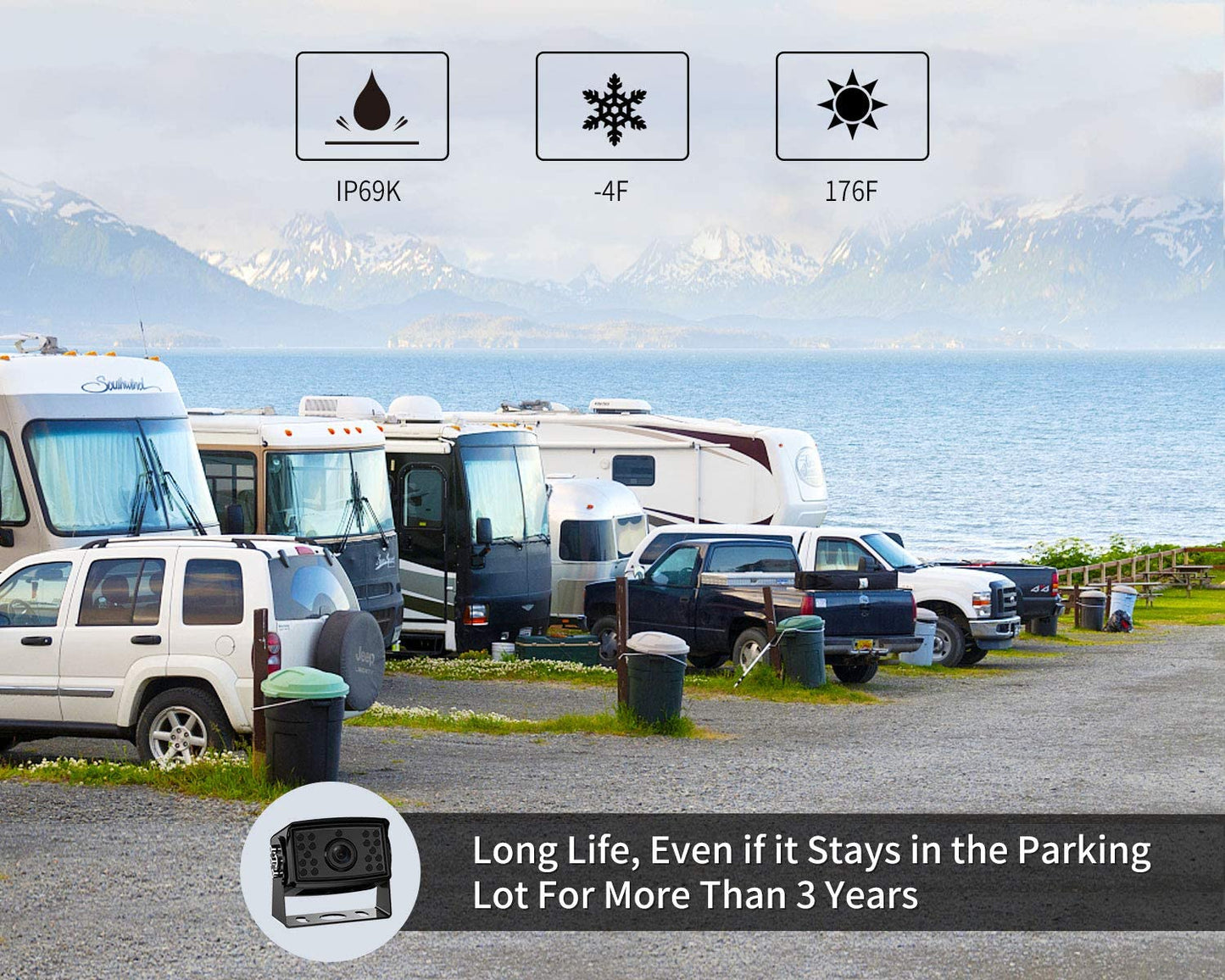 Fookoo Ⅱ HD 1080P Backup Camera System Kit,7'' DVR Dual Split Screen Monitor, IP69 Waterproof Rear View Camera for Truck/Semi-Trailer/Box Truck/RV, Sharp CCD Chip,100% Not Wash Up (FHD2-Wired)