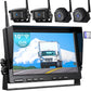 Fookoo 1080P 10" Wireless Backup Camera System, 10" Quad Split Monitor with Loop Recording, IP69 Waterproof Rear&Side View Cameras, Digital Signal Parking Lines for RV/Truck/Trailer/Van(DW104)